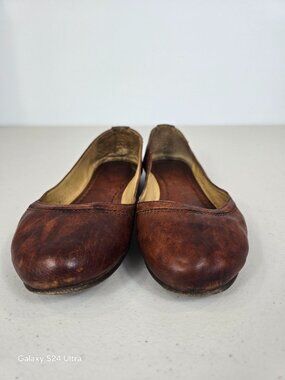 Frye Carson ballet flat in brown leather women's size 7B